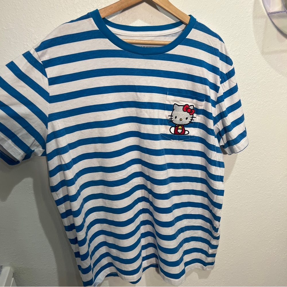 Hello Kitty Striped Blue and White Tee